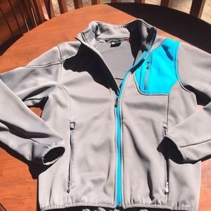 Spyder S/P grey fleece jacket, turquoise details